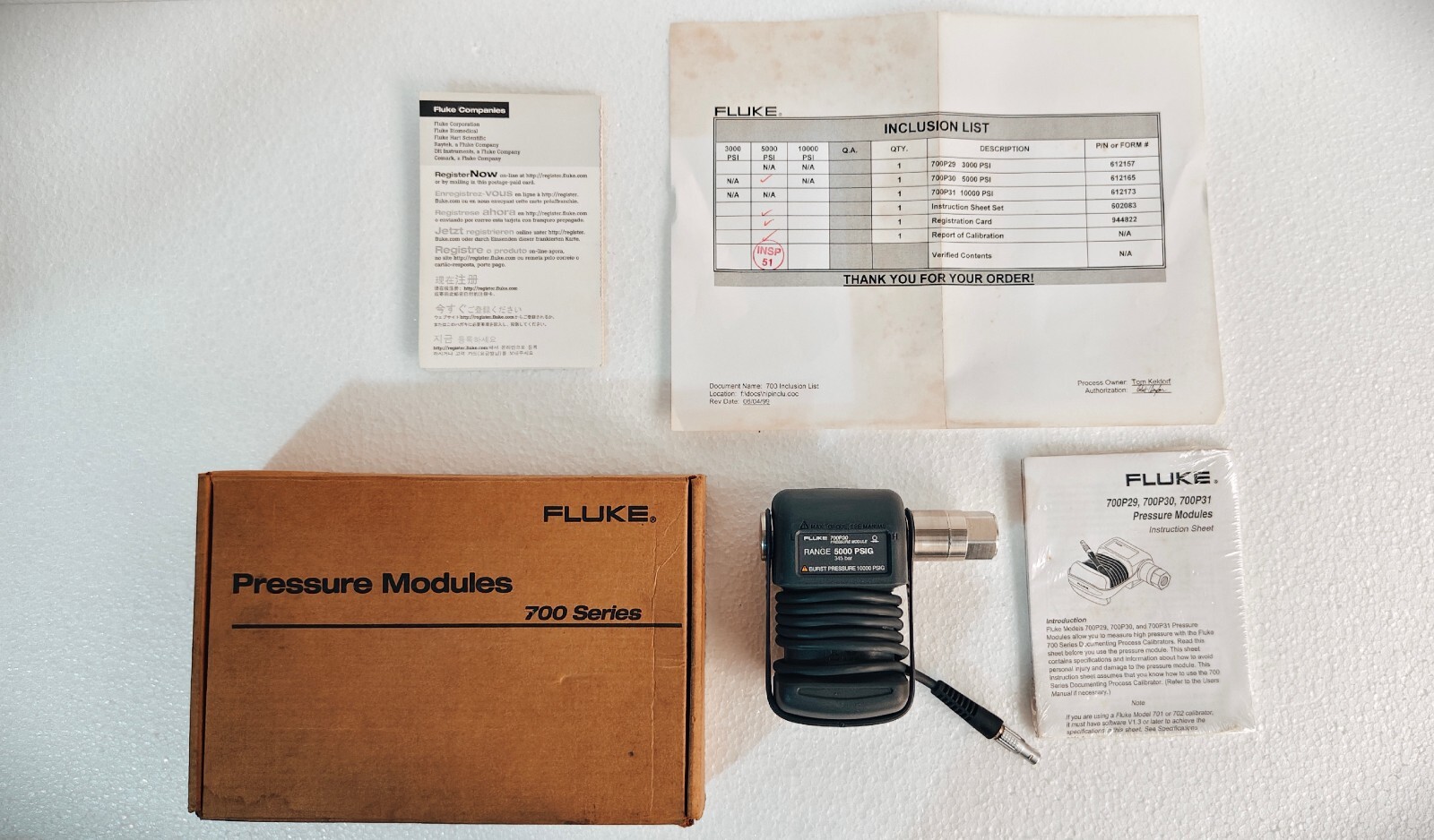 Fluke 700p30 / 700P30 Pressure Module Range 5000 PSIG 345 Bar